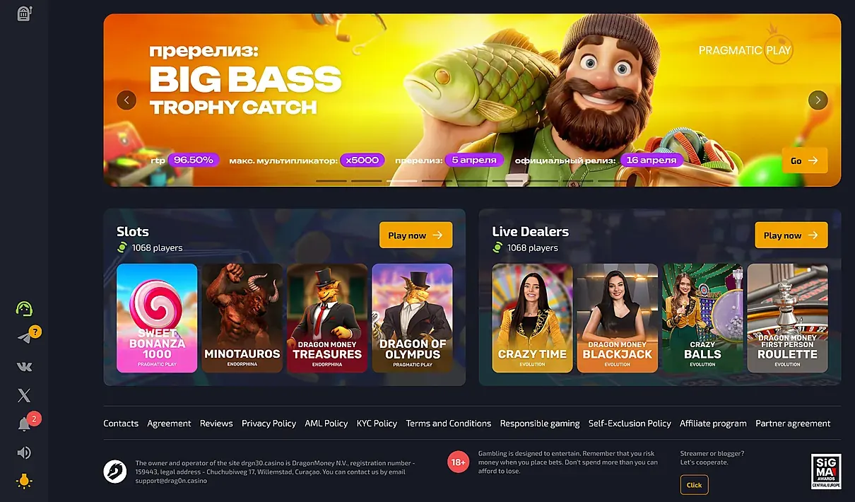 DragonMoney casino games